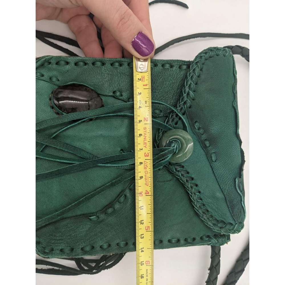 Handmade women's boho leather pouch festival bag - Picture 10 of 13